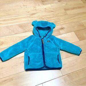 Kids' 2T LL bean Turquoise blue Fleece zip Hoodie with Bear Ears